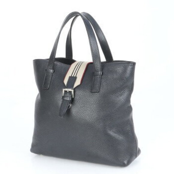 Burberry striped flap belt leather tote bag shoulder - Picture 2 of 11